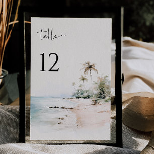 Tropical Beach Wedding Tischnummer Card