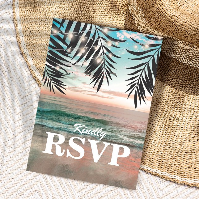 Tropical Beach Wedding UAWG | Lichtzeichenfolge Einladungspostkarte (Von Creator hochgeladen)