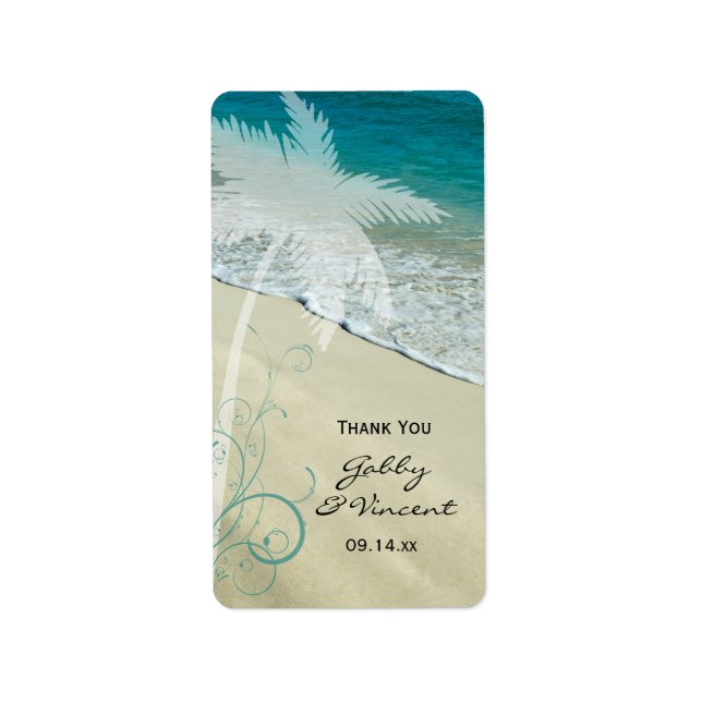 Tropical Beach Wedding Vielen Dank für Ihre Liebes Adressaufkleber (Vorne)