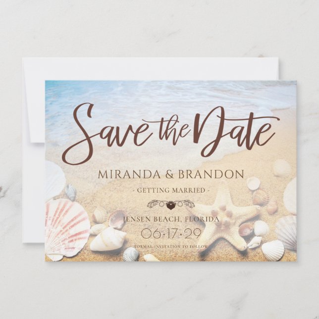 Tropical Beach Wedfish Save the Date Card (Vorderseite)
