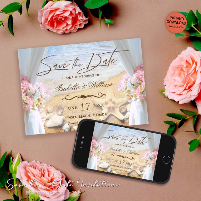 Tropical Beach Wedfish Save the Date Card (Von Creator hochgeladen)
