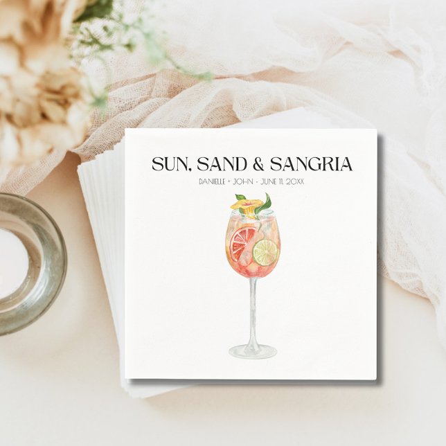 Tropical Beach Wedk Drink Bar Napkins Serviette (Custom Signature Cocktail Wedding Napkins)