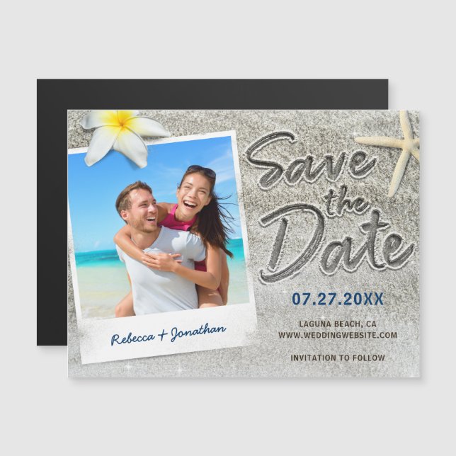 Tropical Beach Wedro Foto Save the Date Magneteinladung (Vorne/Hinten)