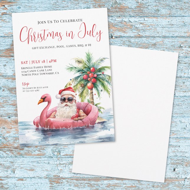 Tropical Beach Weihnachten im Juli Einladung (Tropical Beach Christmas In July Invitation)