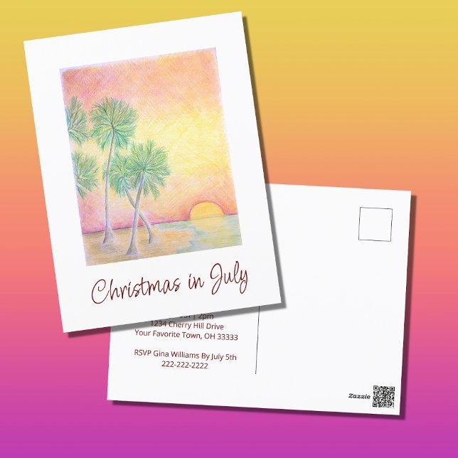 Tropical Beach Weihnachten im Juli Party Einladung Postkarte (Von Creator hochgeladen)