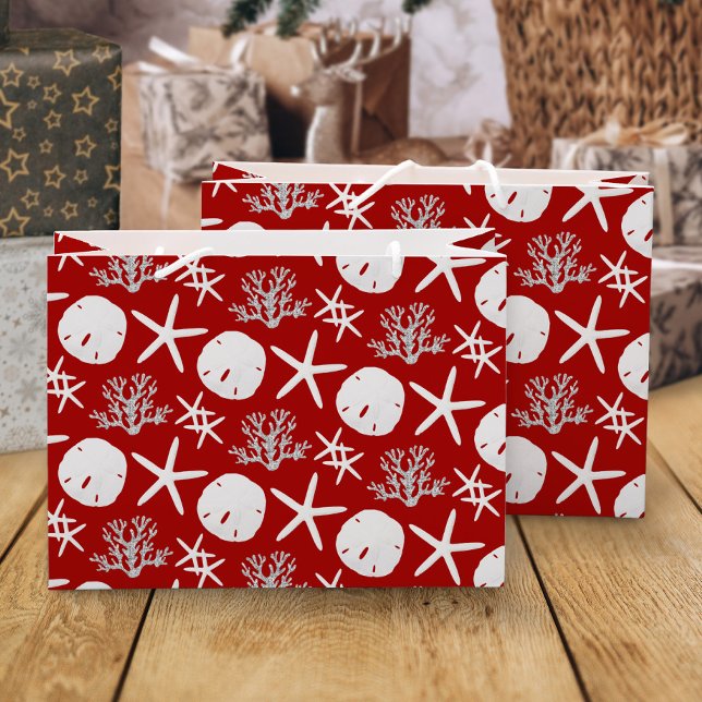 Tropical Beach Weihnachten Roter Sand Dollar Starf Große Geschenktüte (Von Creator hochgeladen)