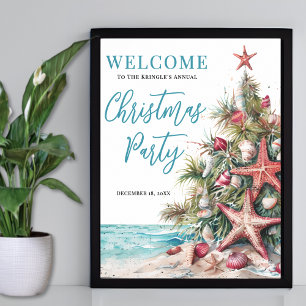Tropical Beach Weihnachts-Party Willkommen Poster