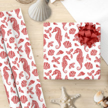 Tropical Beach Weihnachts Roter Glitzer Seepferde