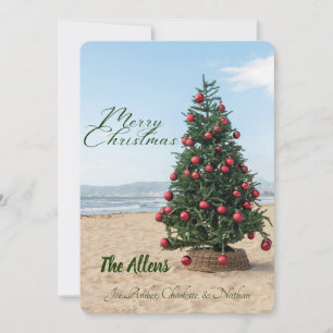 Tropical Beach Weihnachtsbaum Urlaubskarte Feiertagskarte