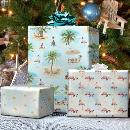 Tropical Beach Weihnachtspalmen Geschenkpapier Set