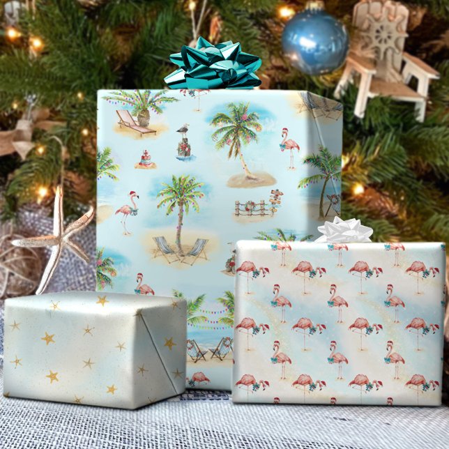 Tropical Beach Weihnachtspalmen Geschenkpapier Set (Von Creator hochgeladen)