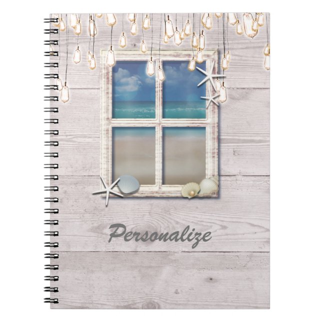 Tropical Beach Window White Wood Elegante Chic Notizblock (Vorderseite)