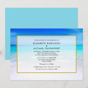 Tropical Beach with a Turquoise Sea Wedding Einladung