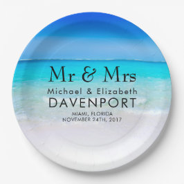 Tropical Beach with a Turquoise Sea Wedding Pappteller
