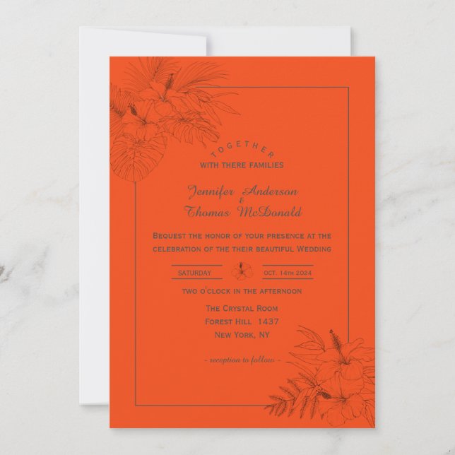 Tropical Beache Boho Sommerhochzeit Einladung (Vorderseite)
