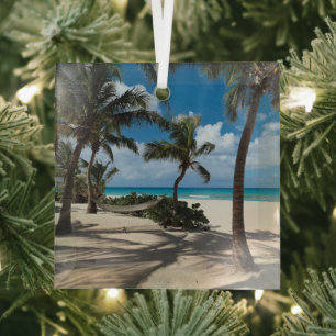 Tropical Beaches Anguilla Beach, Palm Tree Ornament Aus Glas