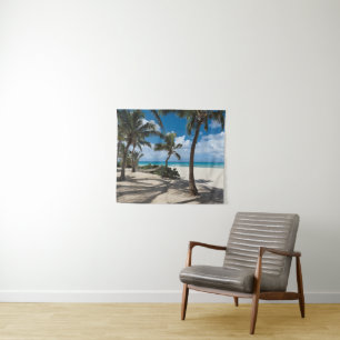 Tropical Beaches Anguilla Beach, Palm Tree Wandteppich
