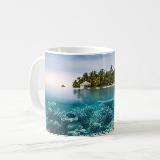 Tropical Beaches Ari Atoll Maldives Kaffeetasse (Vorderseite Links)