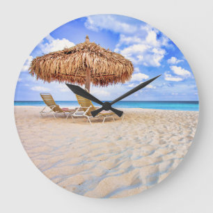 Tropical Beaches Aruba Sandy Beach Große Wanduhr