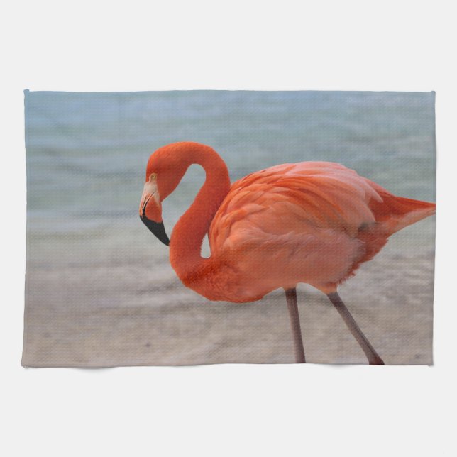 Tropical Beaches | Caribbean Flamingo, Aruba Geschirrtuch (Horizontal)