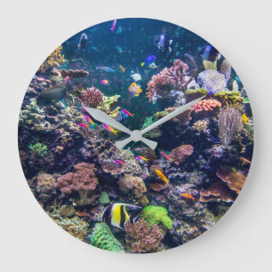 Tropical Beaches   Underwater Coral Reef Große Wanduhr