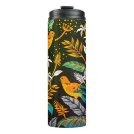 Tropical Bird Folk Art Paradise Thermosbecher