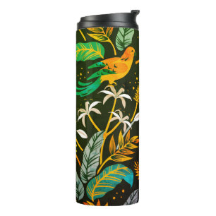 Tropical Bird Folk Art Paradise Thermosbecher