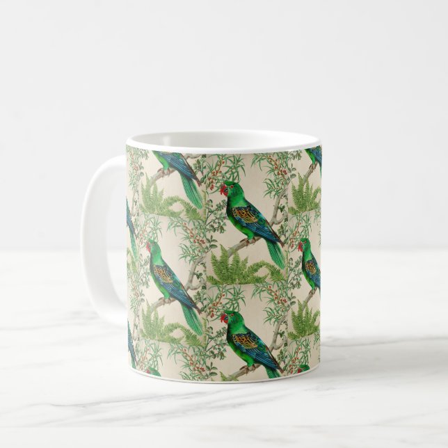 Tropical Bird Vintag Art Print with Folies Kaffeetasse (Vorderseite Links)