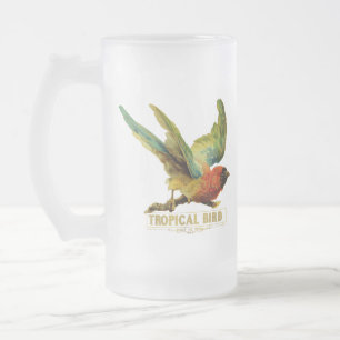 Tropical Bird Vintage Zigarrenmarken-Stempel Mattglas Bierglas