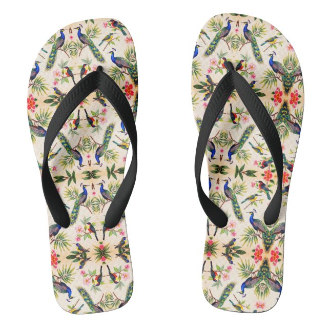 Tropical Bird Watercolor Art Slippers  Flip Flops (Fußbett)