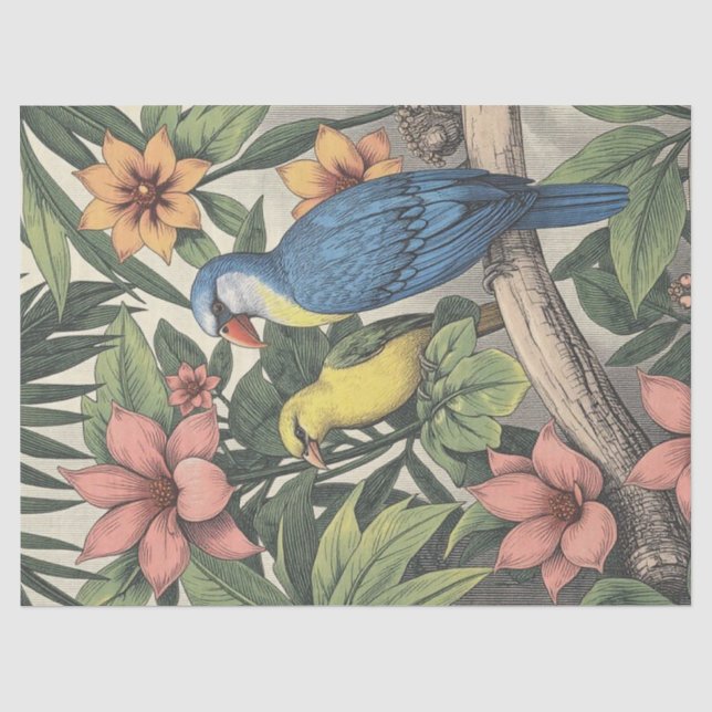 Tropical Birds Bold Illustration Seidenpapier (Vorderseite)