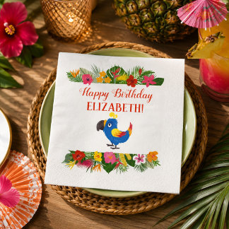 Tropical Birthday Parrot Serviette