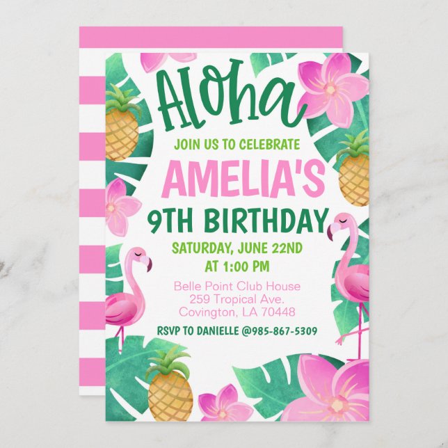 Tropical Birthday Party Invitation Einladung (Vorne/Hinten)
