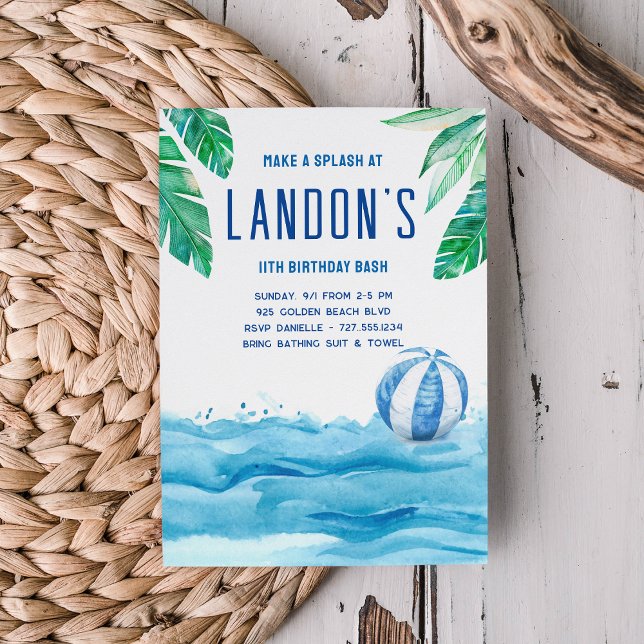 Tropical Birthday Pool Party Einladung (Von Creator hochgeladen)