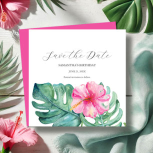 Tropical Birthday Speichern Sie die Datumskarten Save The Date