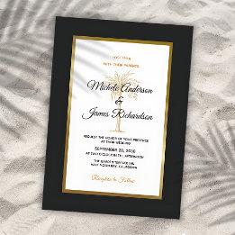 Tropical Black Gold Palm Tree Moderne Hochzeit Einladung