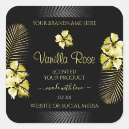 Tropical Black Gold Product Label Hawaiianische Bl Quadratischer Aufkleber
