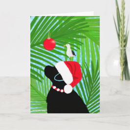Tropical Black Lab Santa Seagull Weihnachtskarte Dankeskarte