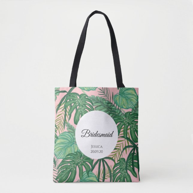 Tropical Blätter Beach Wedding Bridesmaid Tote Bag (Vorderseite)