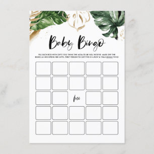 Tropical Blätter Gold Baby Shower Bingo Game Card Begleitkarte