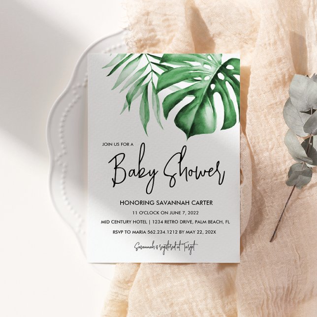 Tropical Blätter Green Baby Dusche Einladung (Von Creator hochgeladen)