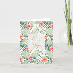 Tropical Blätter Hibiskus Floral Vielen Dank Dankeskarte