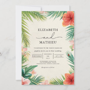 Tropical Bloom Arch Romantische Hochzeit Einladung