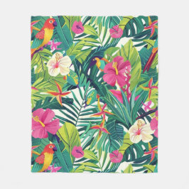 Tropical Bloom Greenerity Pattern Fleecedecke