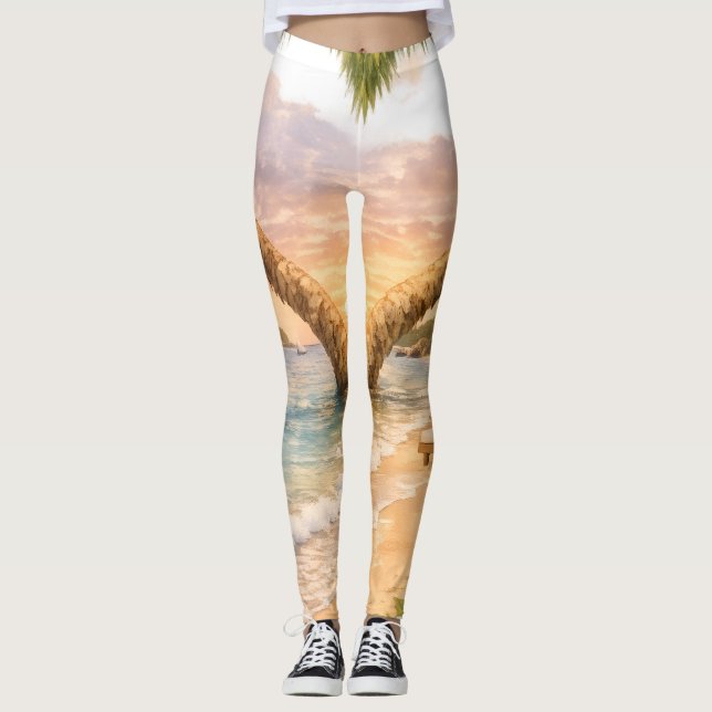 Tropical Bloom Sonnenuntergangs-Leggings Leggings (Vorderseite)