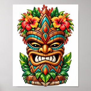Tropical Bloom Tiki-Maske Poster