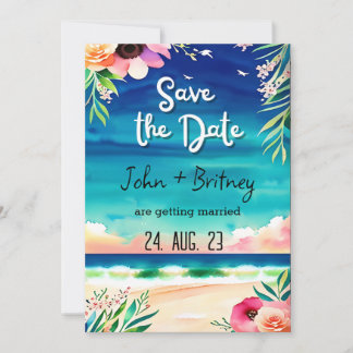 Tropical Blooms: Wedding Save the Dat Einladung
