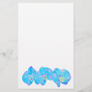 Tropical Blue Aquamarine Orchideenmalerei Briefpapier