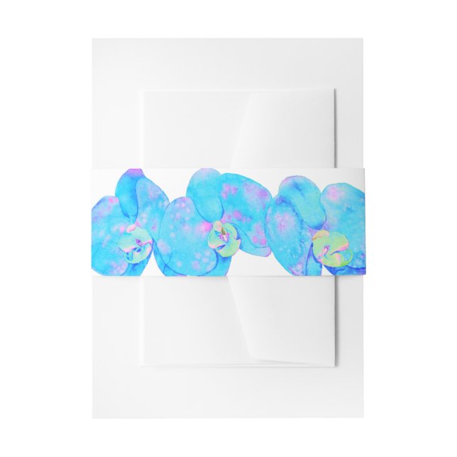 Tropical Blue Aquamarine Orchideenmalerei Einladungsbanderole (Vorderseite Beispiel)