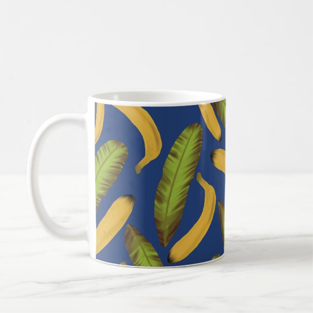 Tropical Blue Banana Leaf Muster Kaffeetasse (Links)